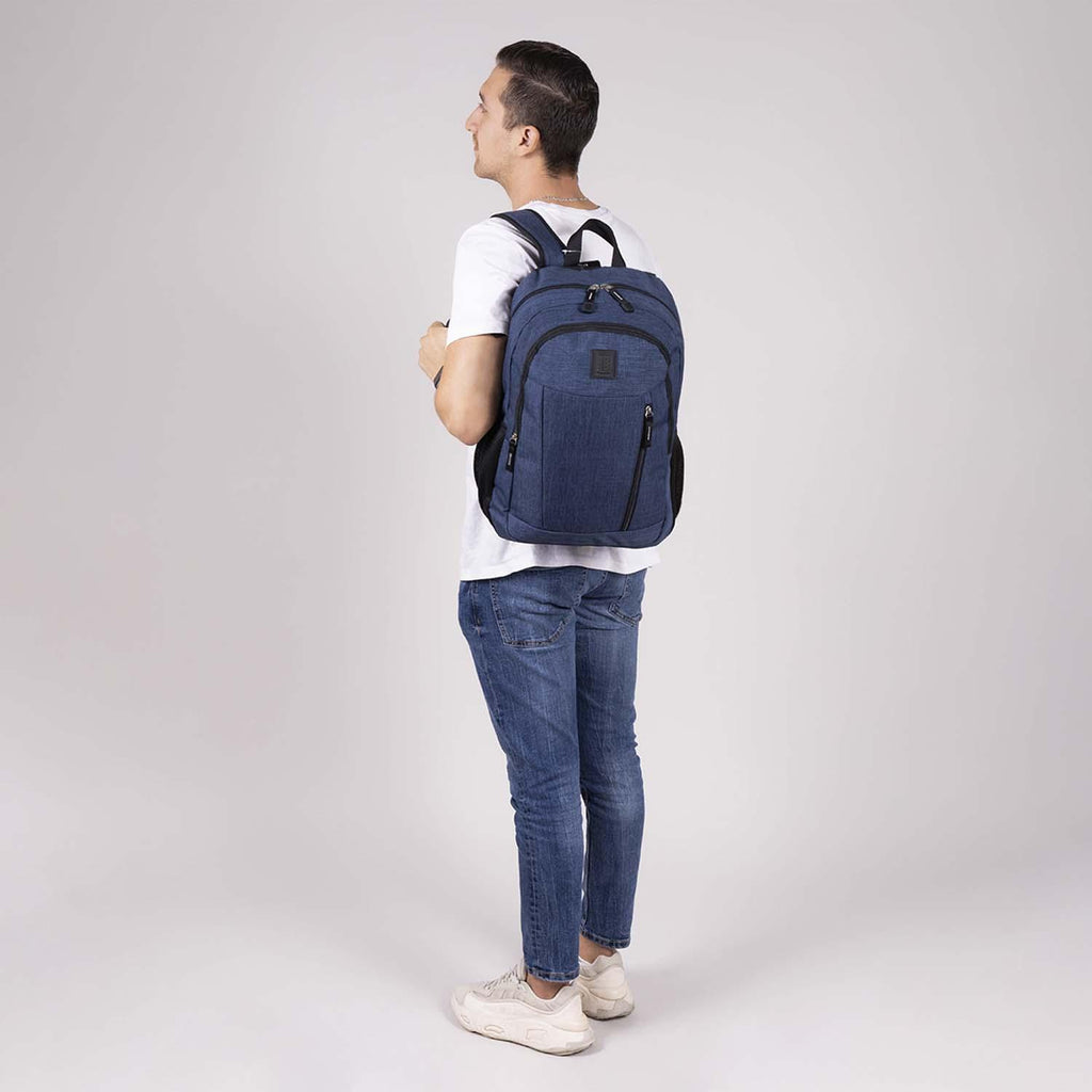 Mochila Grande 1818 Unisex Hop Azul Con Porta Laptop De Hasta 15".