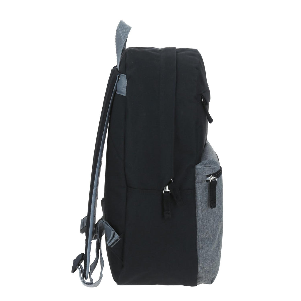 Mochila Grande Juvenil Colors Unisex Gris Con Negro