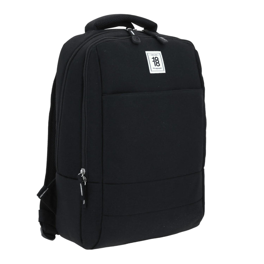 Mochila Grande 1818 Unisex Wynn Negro Con Porta Laptop De Hasta 15".