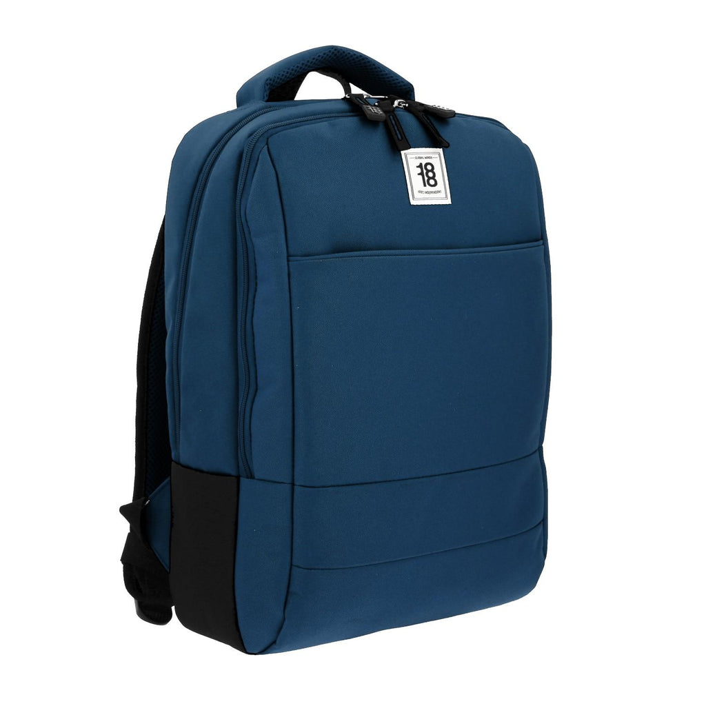 Mochila Grande 1818 Unisex Wynn Azul Con Porta Laptop De Hasta 15".