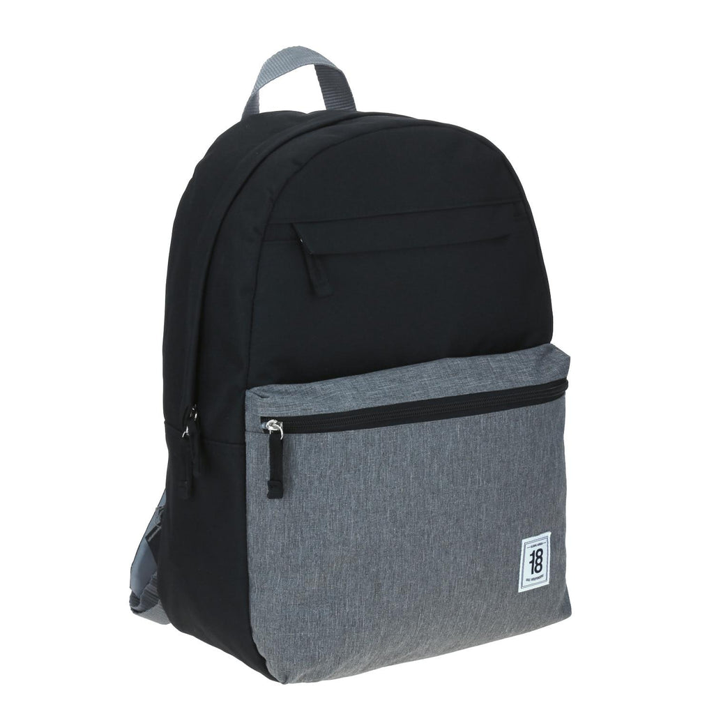 Mochila Grande Juvenil Colors Unisex Gris Con Negro