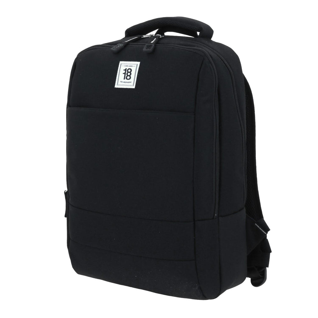 Mochila Grande 1818 Unisex Wynn Negro Con Porta Laptop De Hasta 15".