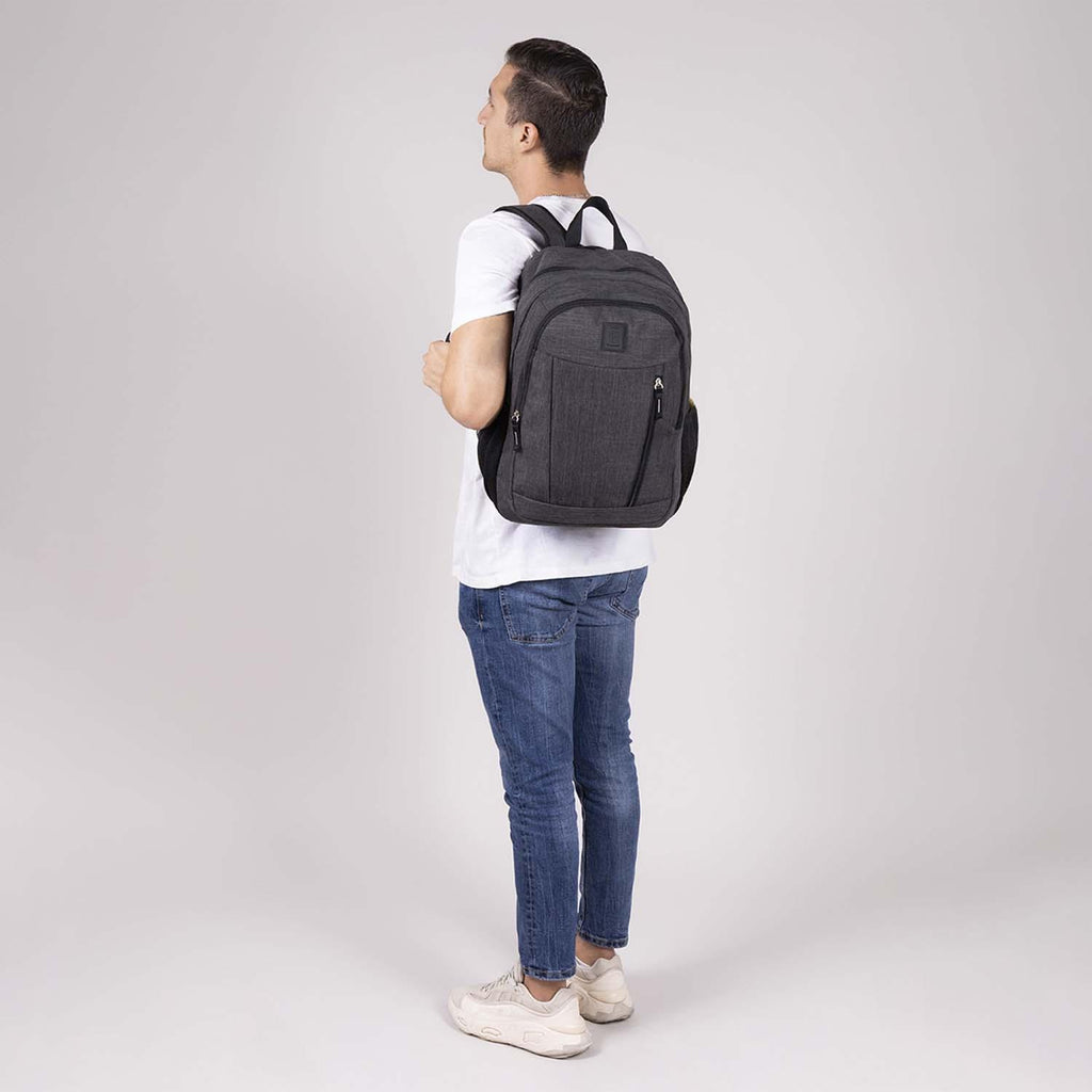 Mochila Grande 1818 Unisex Hop Negro Con Porta Laptop De Hasta 15".