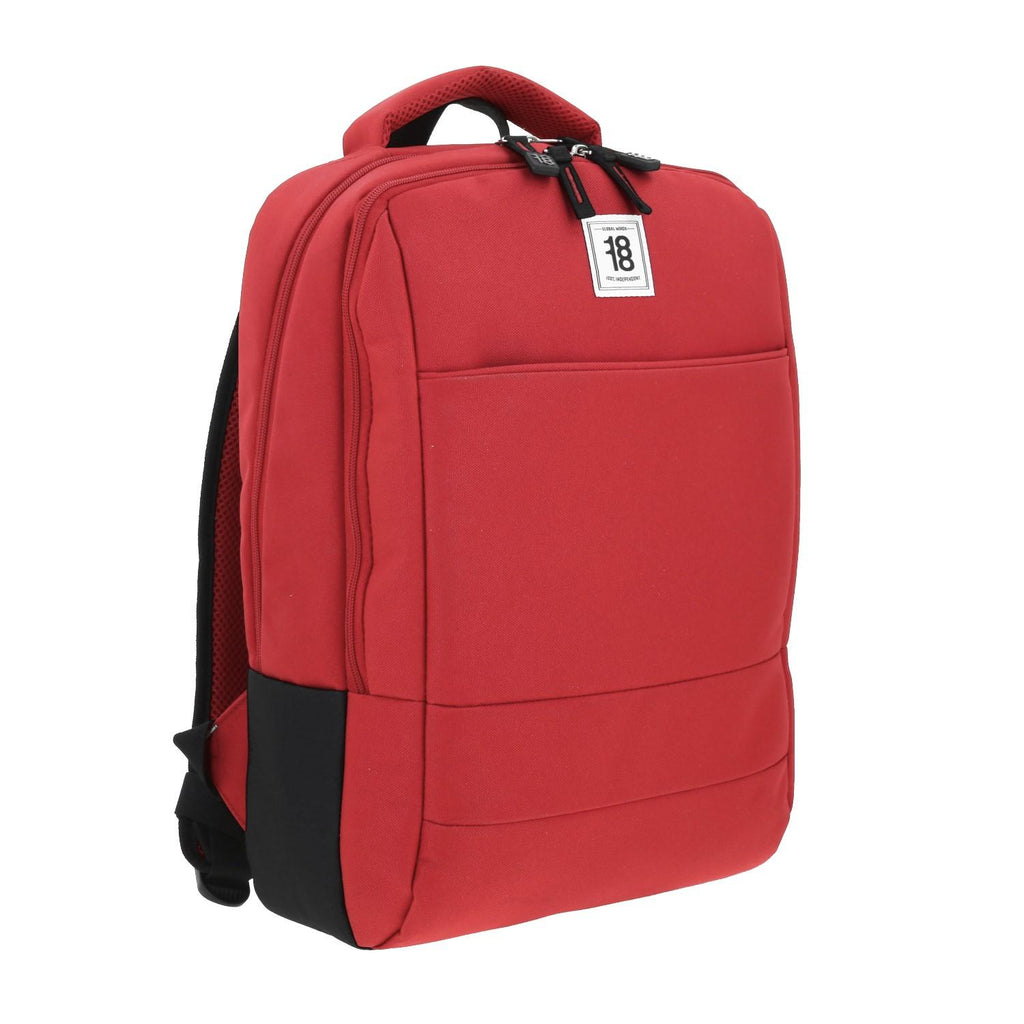 Mochila Grande 1818 Unisex Wynn Rojo Con Porta Laptop De Hasta 15".