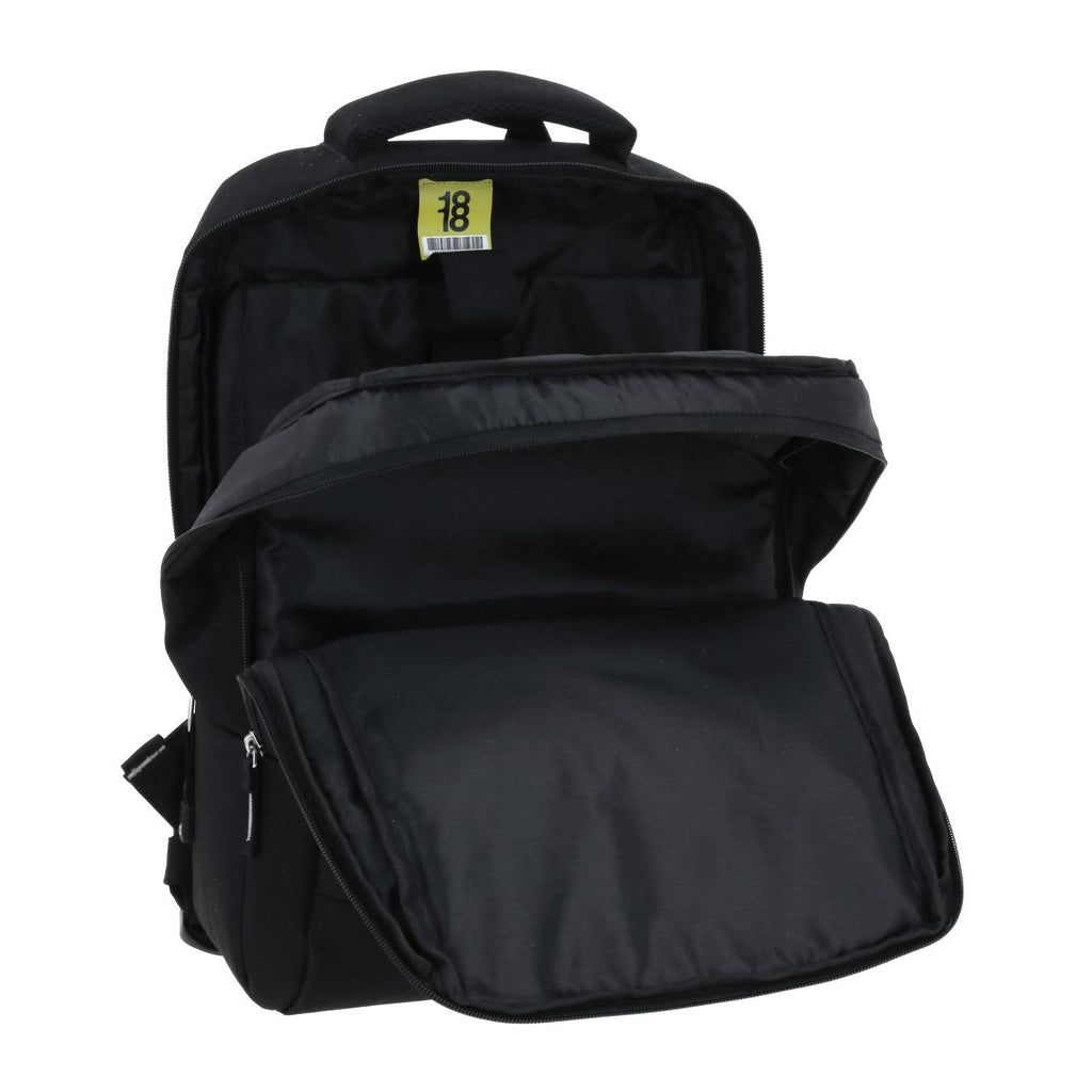 Mochila Grande 1818 Unisex Wynn Negro Con Porta Laptop De Hasta 15".